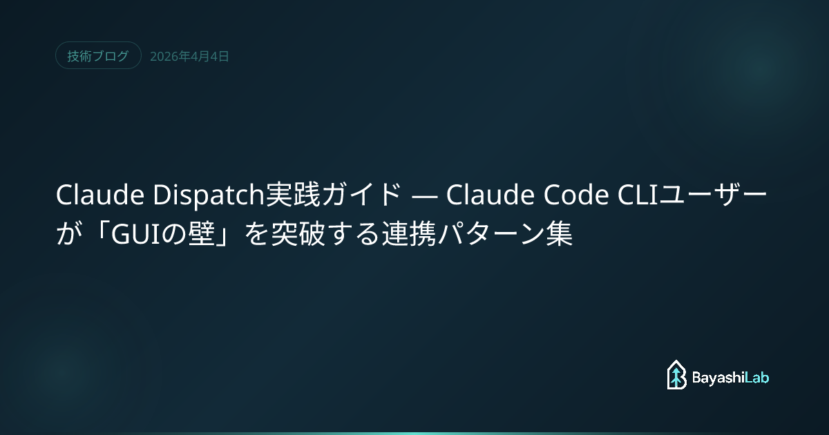 Claude Dispatch実践ガイド — Claude Code CLIユーザーが「GUIの壁」を突破する連携パターン集 ...